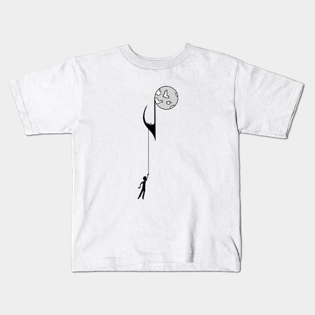 Man hanging on a musical note Kids T-Shirt by DarkoRikalo86